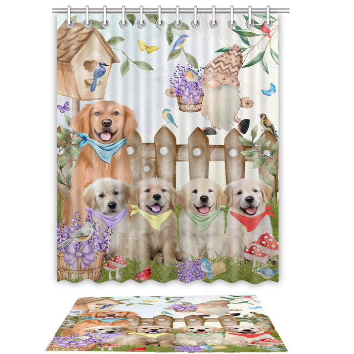 Golden Retriever Shower Curtain & Bath Mat Set - Explore a Variety of Custom Designs - Personalized Curtains with hooks and Rug for Bathroom Decor - Dog Gift for Pet Lovers