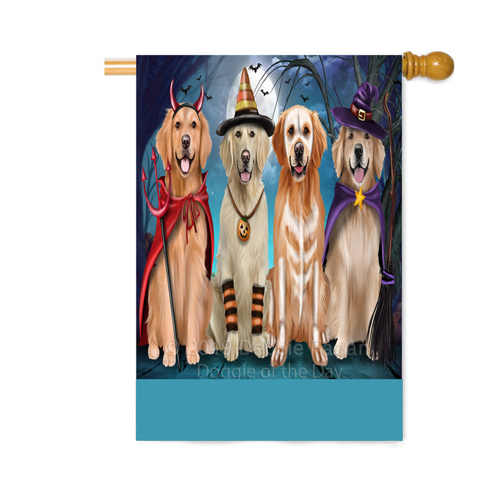 Personalized Happy Halloween Trick or Treat Golden Retriever Dogs Custom House Flag FLG64047