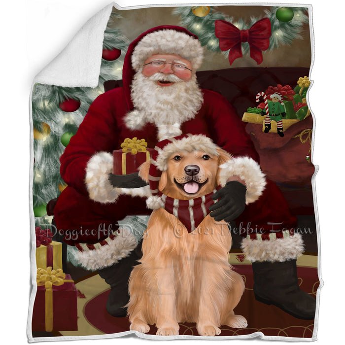 Santa's Christmas Surprise Golden Retriever Dog Blanket BLNKT142218