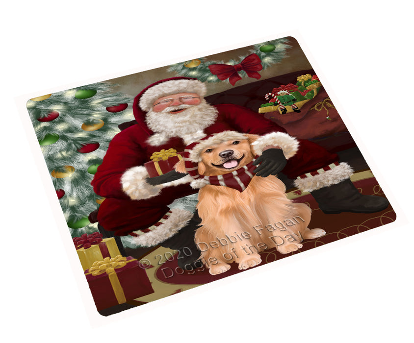 Santa's Christmas Surprise Golden Retriever Dog Cutting Board - Easy Grip Non-Slip Dishwasher Safe Chopping Board Vegetables C78631
