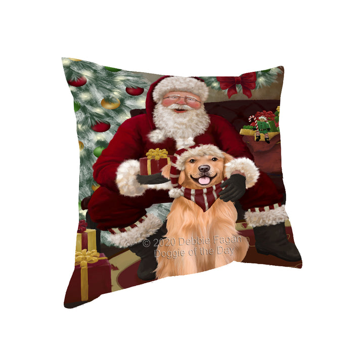 Santa's Christmas Surprise Golden Retriever Dog Pillow PIL87188