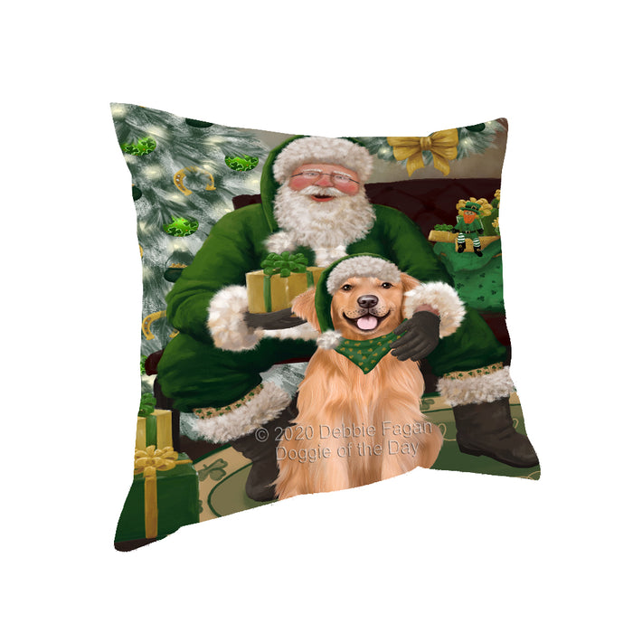 Christmas Irish Santa with Gift and German Shepherd Dog Pillow PIL86792