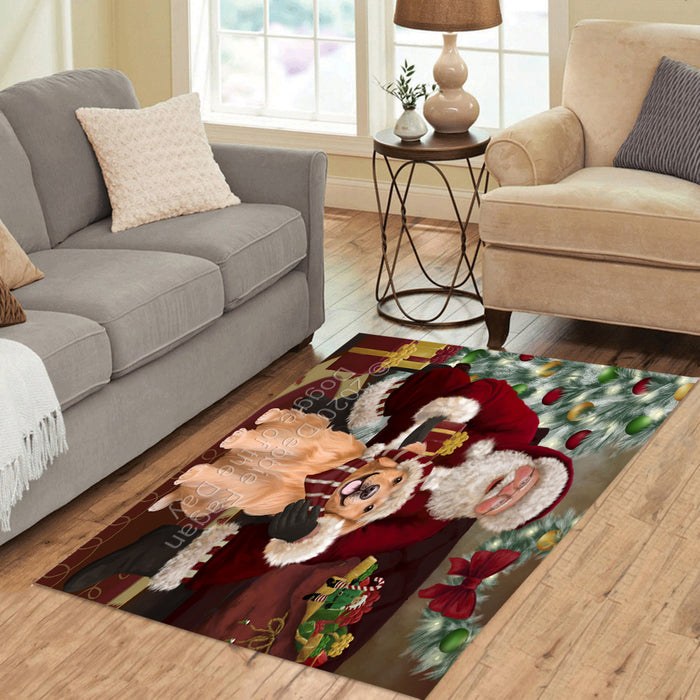 Santa's Christmas Surprise Golden Retriever Dog Polyester Living Room Carpet Area Rug ARUG67538