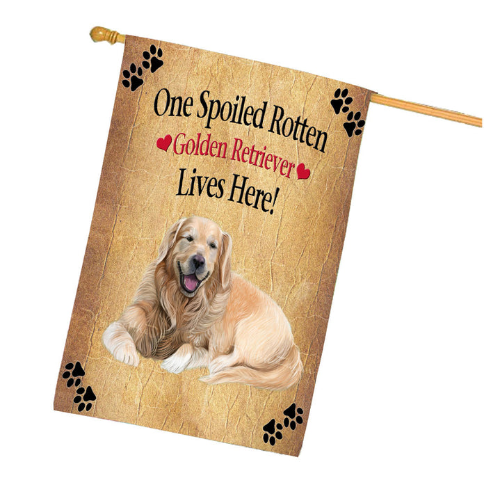 Spoiled Rotten Golden Retriever Dog House Flag Outdoor Decorative Double Sided Pet Portrait Weather Resistant Premium Quality Animal Printed Home Decorative Flags 100% Polyester FLG68338