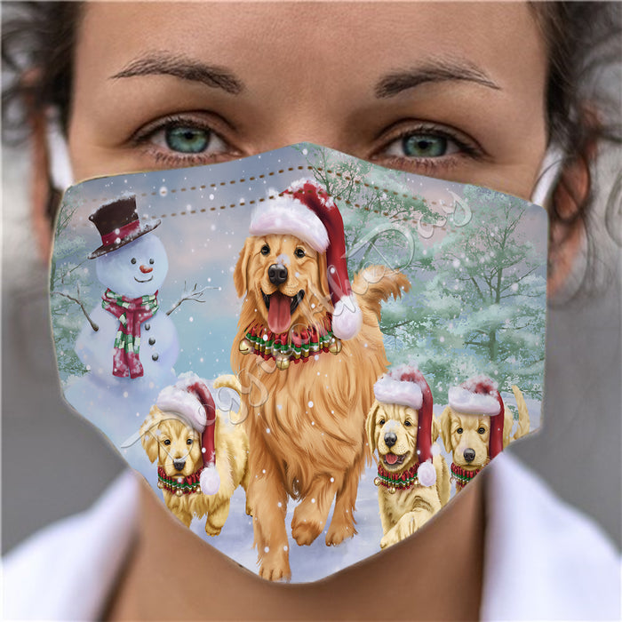 Christmas Running Fammily Golden Retriever Face Mask FM48720