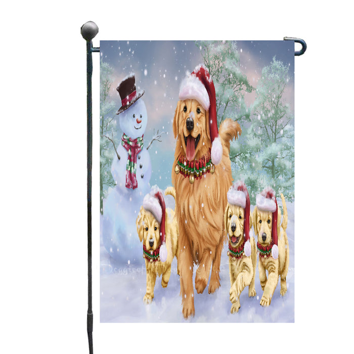 Christmas Running FamilyGoldendoodle Dog Garden Flags Outdoor Decor for Homes and Gardens Double Sided Garden Yard Spring Decorative Vertical Home Flags Garden Porch Lawn Flag for Decorations