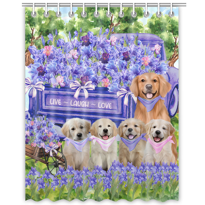 Golden Retriever Shower Curtain: Explore a Variety of Designs, Halloween Bathtub Curtains for Bathroom with Hooks, Personalized, Custom, Gift for Pet and Dog Lovers