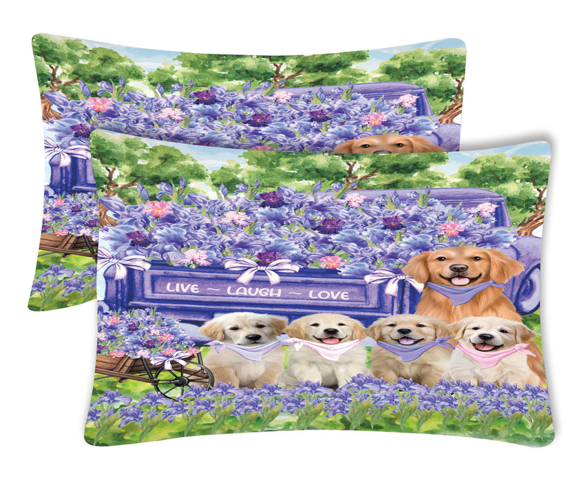 Golden Retriever Pillow Case, Soft and Breathable Pillowcases Set of 2, Explore a Variety of Designs, Personalized, Custom, Gift for Dog Lovers
