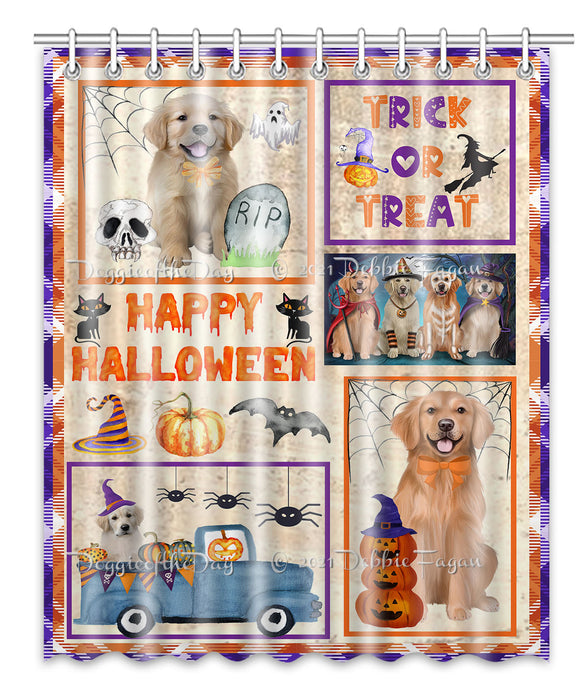 Happy Halloween Trick or Treat Golden Retriever Dogs Shower Curtain Bathroom Accessories Decor Bath Tub Screens