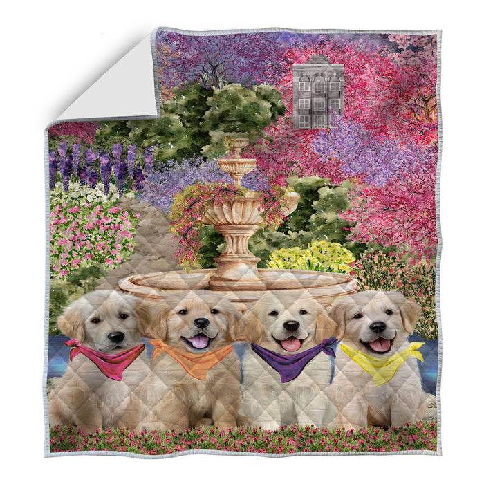 Golden Retriever Bedspread Quilt, Bedding Coverlet Quilted, Explore a Variety of Designs, Personalized, Custom, Dog Gift for Pet Lovers