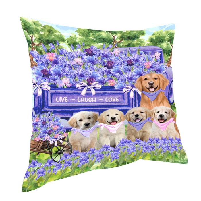 Golden Retriever Pillow, Cushion Throw Pillows for Sofa Couch Bed, Explore a Variety of Designs, Custom, Personalized, Dog and Pet Lovers Gift