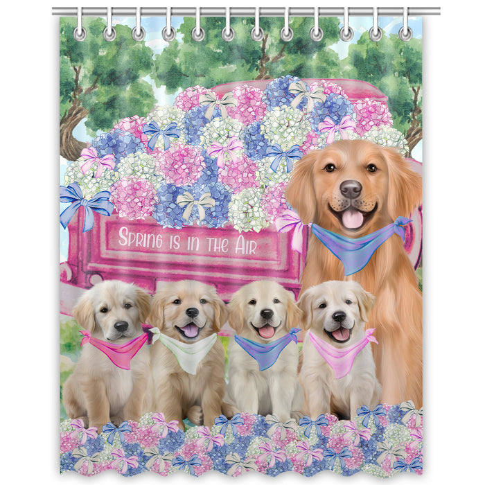 Golden Retriever Shower Curtain: Explore a Variety of Designs, Personalized, Custom, Waterproof Bathtub Curtains for Bathroom Decor with Hooks, Pet Gift for Dog Lovers