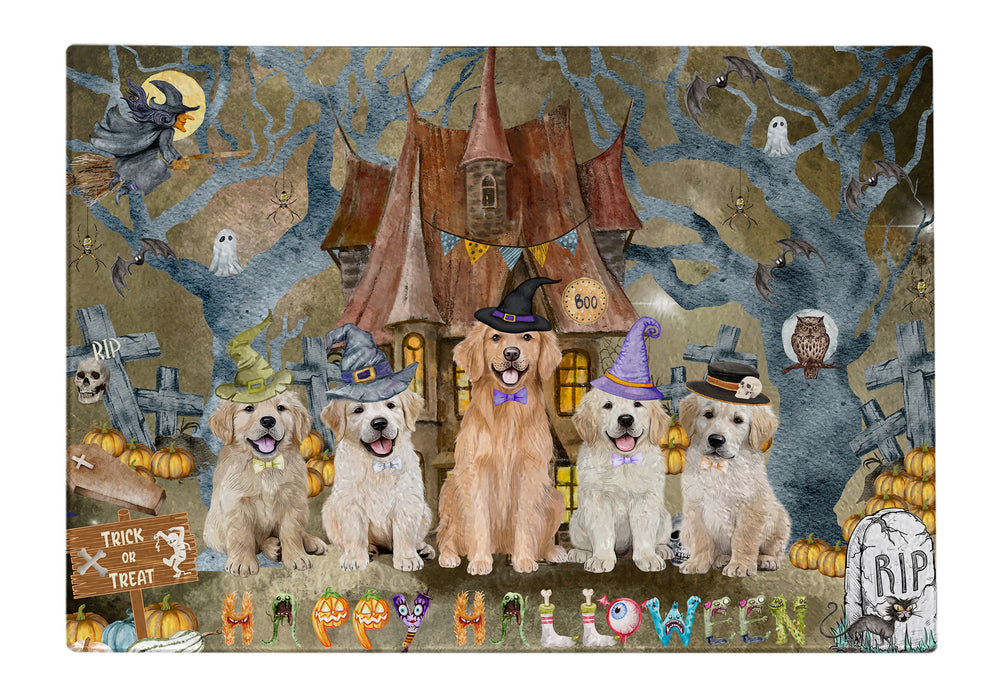 Golden Retriever Cutting Board: Explore a Variety of Designs, Personalized, Custom, Kitchen Tempered Glass Scratch and Stain Resistant, Halloween Gift for Pet and Dog Lovers