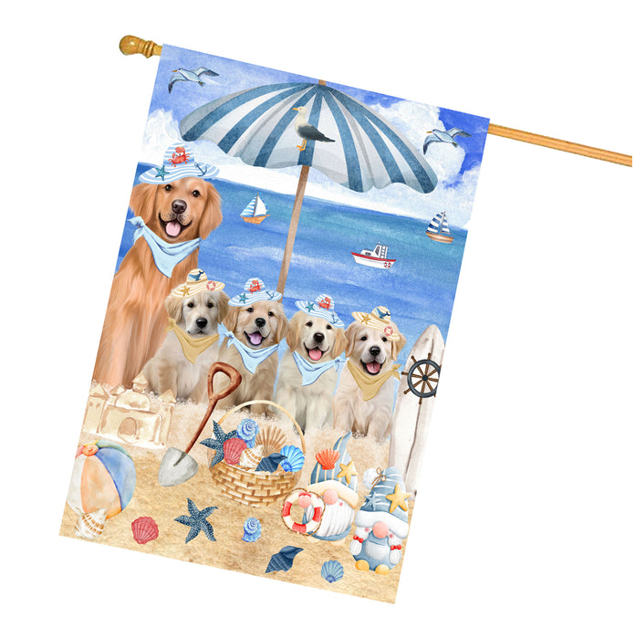 Golden Retriever Dogs House Flag, Double-Sided Home Outside Yard Decor, Explore a Variety of Designs, Custom, Weather Resistant, Personalized, Gift for Dog and Pet Lovers