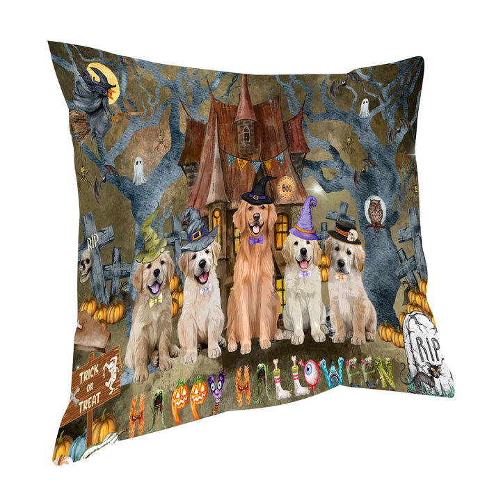 Golden Retriever Pillow: Explore a Variety of Designs, Custom, Personalized, Pet Cushion for Sofa Couch Bed, Halloween Gift for Dog Lovers