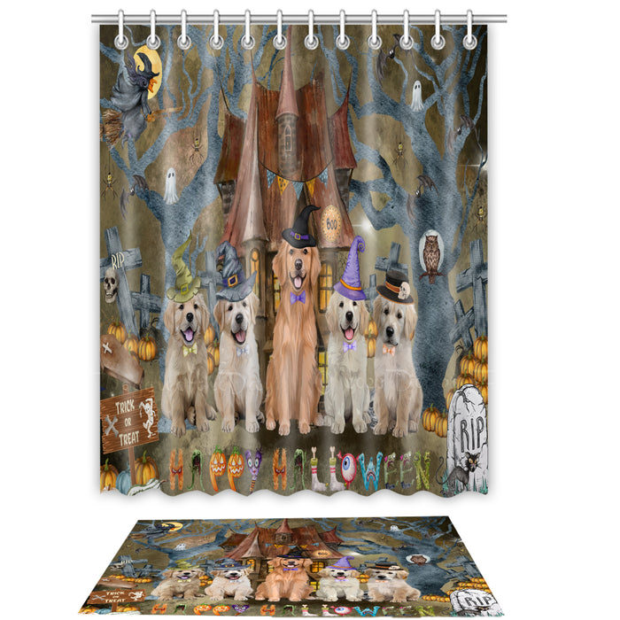Golden Retriever Shower Curtain & Bath Mat Set - Explore a Variety of Personalized Designs - Custom Rug and Curtains with hooks for Bathroom Decor - Pet and Dog Lovers Gift