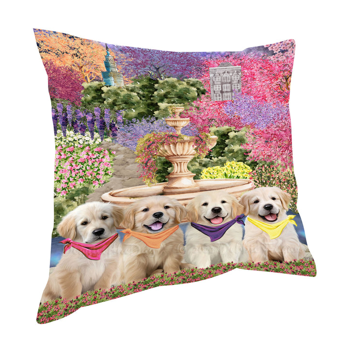 Golden Retriever Throw Pillow: Explore a Variety of Designs, Custom, Cushion Pillows for Sofa Couch Bed, Personalized, Dog Lover's Gifts