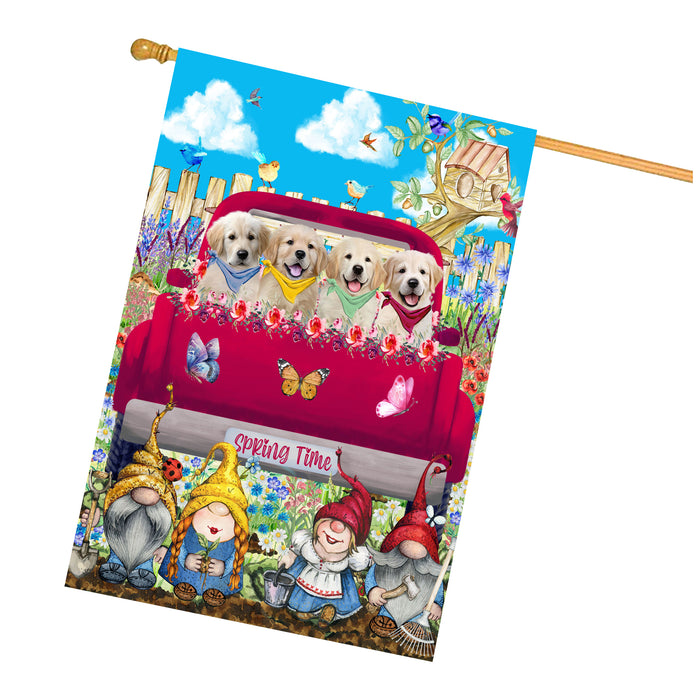 Golden Retriever Dogs House Flag: Explore a Variety of Designs, Custom, Weather Resistant, Personalized, Double-Sided, Home Outside Yard Decor, Dog Gift for Pet Lovers