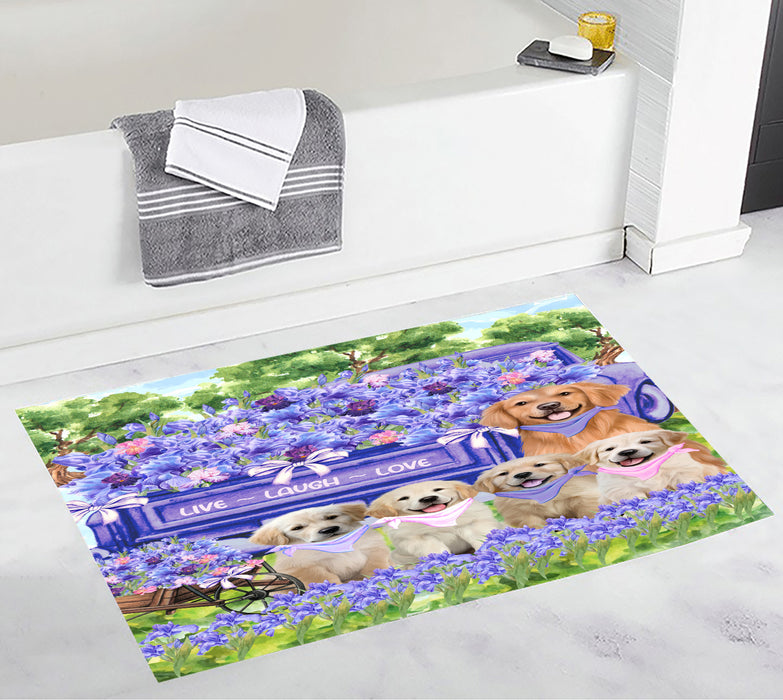 Golden Retriever Personalized Bath Mat, Explore a Variety of Custom Designs, Anti-Slip Bathroom Rug Mats, Pet and Dog Lovers Gift