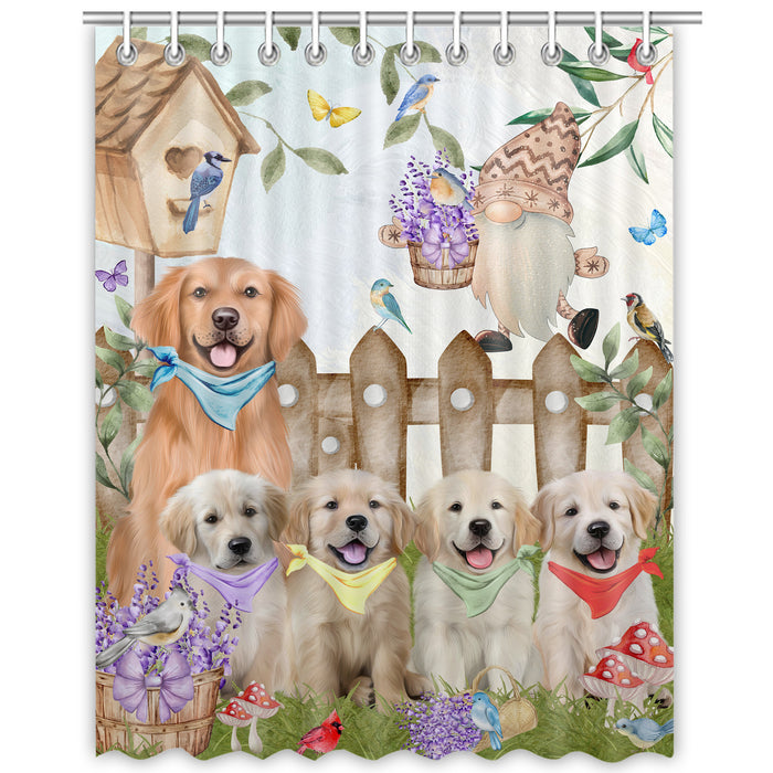 Golden Retriever Shower Curtain, Custom Bathtub Curtains with Hooks for Bathroom, Explore a Variety of Designs, Personalized, Gift for Pet and Dog Lovers