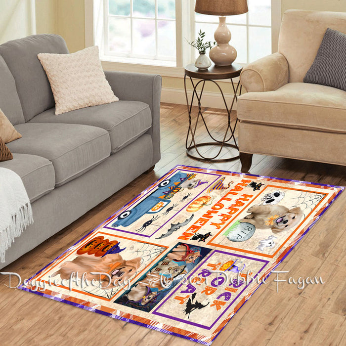 Happy Halloween Trick or Treat Golden Retriever Dogs Polyester Living Room Carpet Area Rug ARUG65669