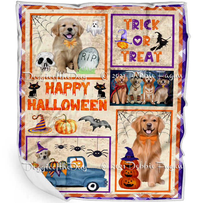 Happy Halloween Trick or Treat Golden Retriever Dogs Blanket BLNKT143749