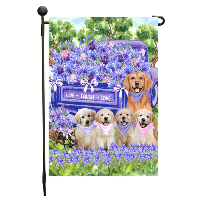 Golden Retriever Dogs Garden Flag for Dog and Pet Lovers, Explore a Variety of Designs, Custom, Personalized, Weather Resistant, Double-Sided, Outdoor Garden Yard Decoration