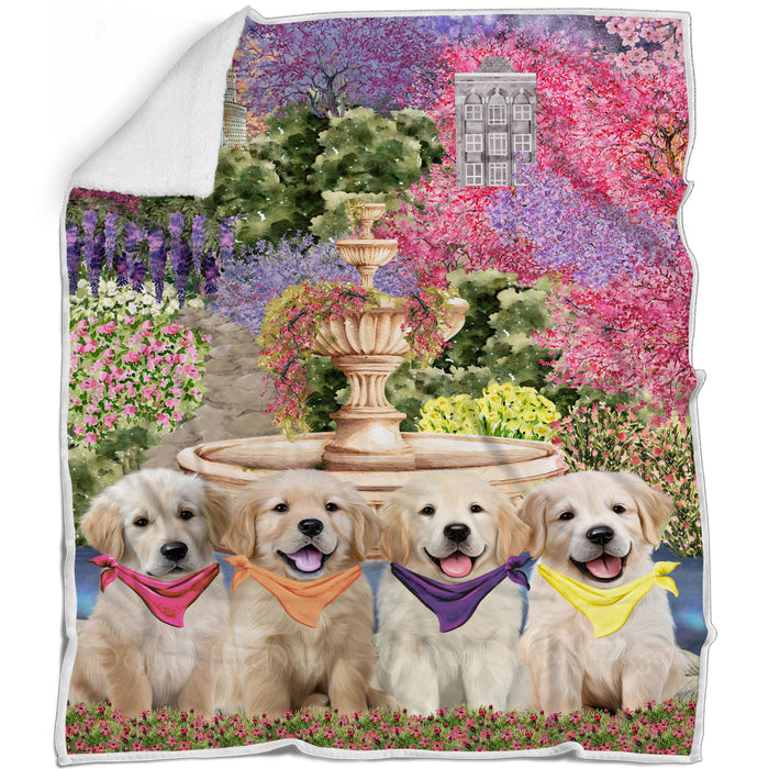 Golden Retriever Bed Blanket, Explore a Variety of Designs, Custom, Soft and Cozy, Personalized, Throw Woven, Fleece and Sherpa, Gift for Pet and Dog Lovers