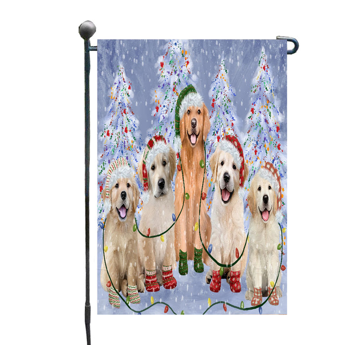 Christmas Lights and Golden Retriever Dogs Garden Flags- Outdoor Double Sided Garden Yard Porch Lawn Spring Decorative Vertical Home Flags 12 1/2"w x 18"h