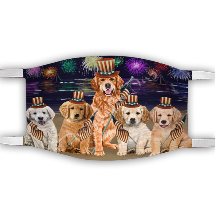 4th of July Independence Day Golden Retriever Dogs Face Mask FM49407