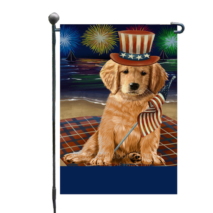 Personalized 4th of July Firework Golden Retriever Dog Custom Garden Flags GFLG-DOTD-A57921