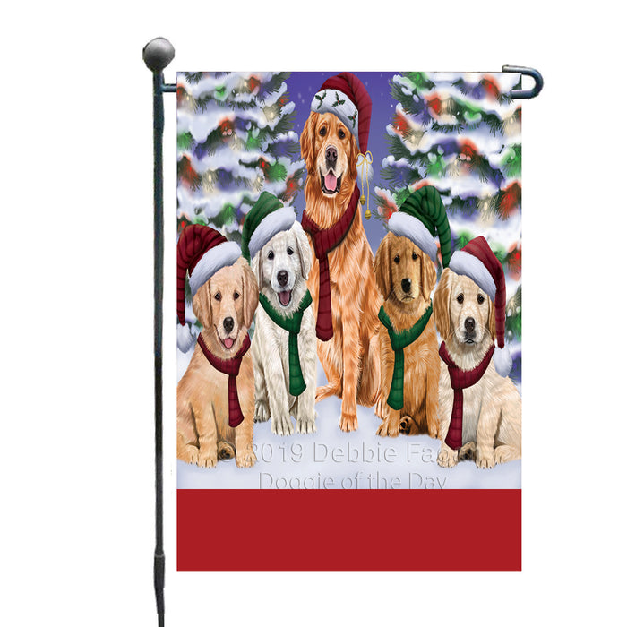 Personalized Christmas Happy Holidays Golden Retriever Dogs Family Portraits Custom Garden Flags GFLG-DOTD-A59119
