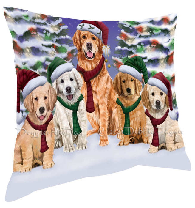 Christmas Family Portrait Golden Retriever Dog Pillow with Top Quality High-Resolution Images - Ultra Soft Pet Pillows for Sleeping - Reversible & Comfort - Ideal Gift for Dog Lover - Cushion for Sofa Couch Bed - 100% Polyester