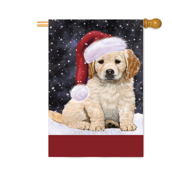 Personalized Let It Snow Happy Holidays Golden Retriever Dog Custom House Flag FLG-DOTD-A62413
