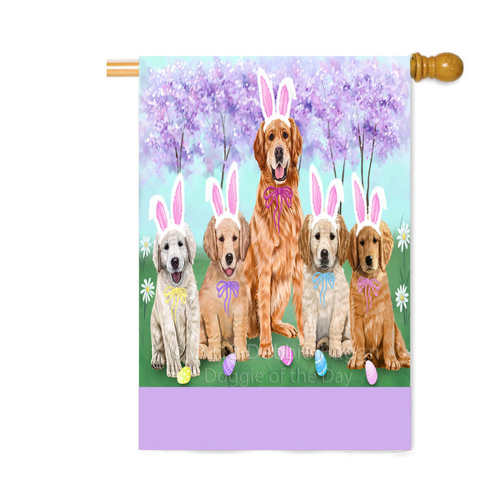 Personalized Easter Holiday Golden Retriever Dogs Custom House Flag FLG-DOTD-A58924