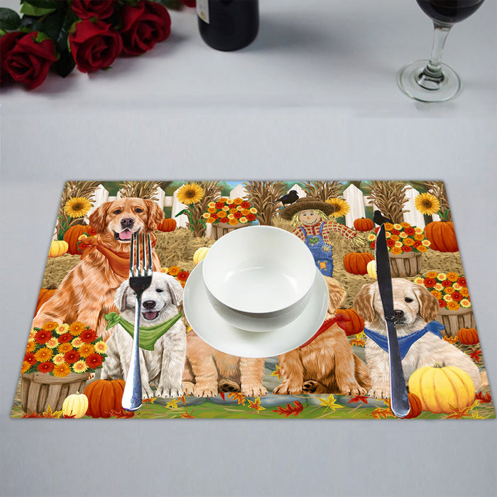 Fall Festive Harvest Time Gathering Golden Retriever Dogs Placemat