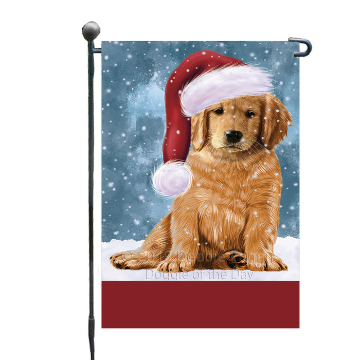 Personalized Let It Snow Happy Holidays Golden Retriever Dog Custom Garden Flags GFLG-DOTD-A62358