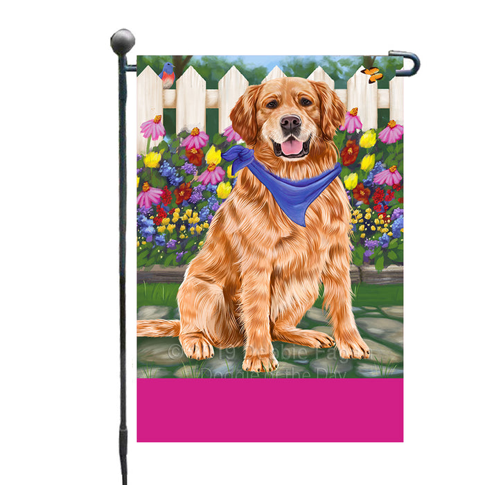 Personalized Spring Floral Golden Retriever Dog Custom Garden Flags GFLG-DOTD-A62863