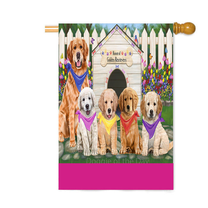Personalized Spring Dog House Golden Retriever Dogs Custom House Flag FLG-DOTD-A62920