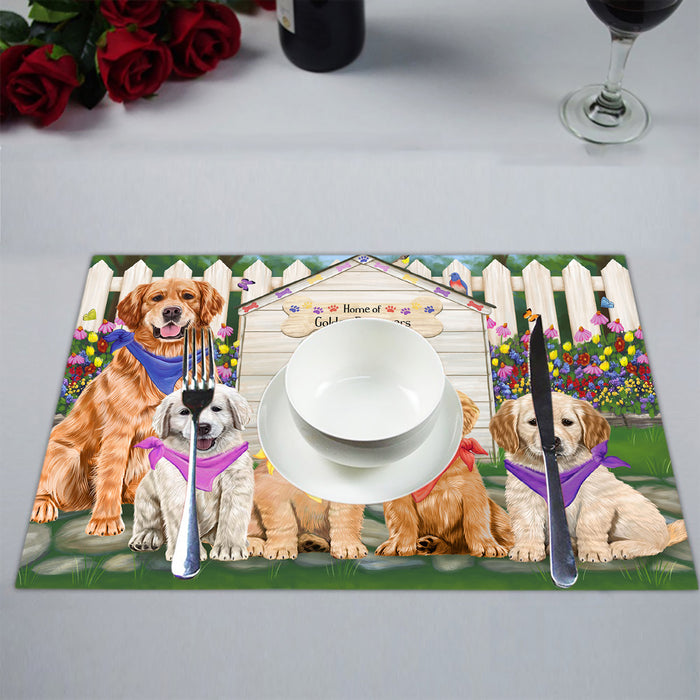 Spring Dog House Golden Retriever Dogs Placemat