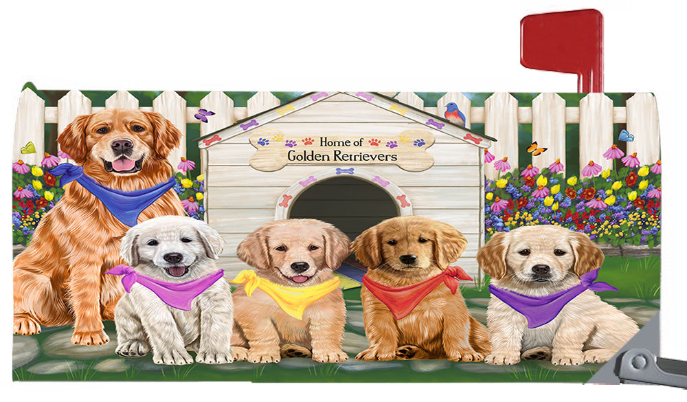 Spring Dog House Golden Retriever Dogs Magnetic Mailbox Cover MBC48645
