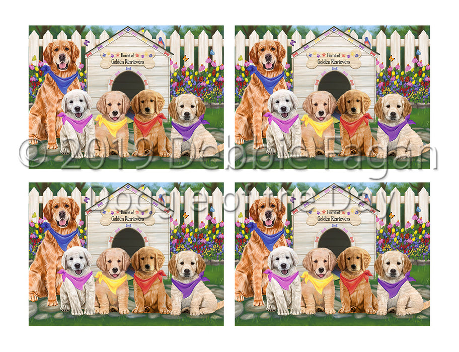 Spring Dog House Golden Retriever Dogs Placemat