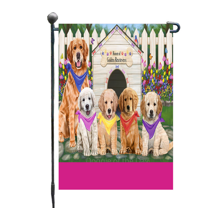 Personalized Spring Dog House Golden Retriever Dogs Custom Garden Flags GFLG-DOTD-A62864