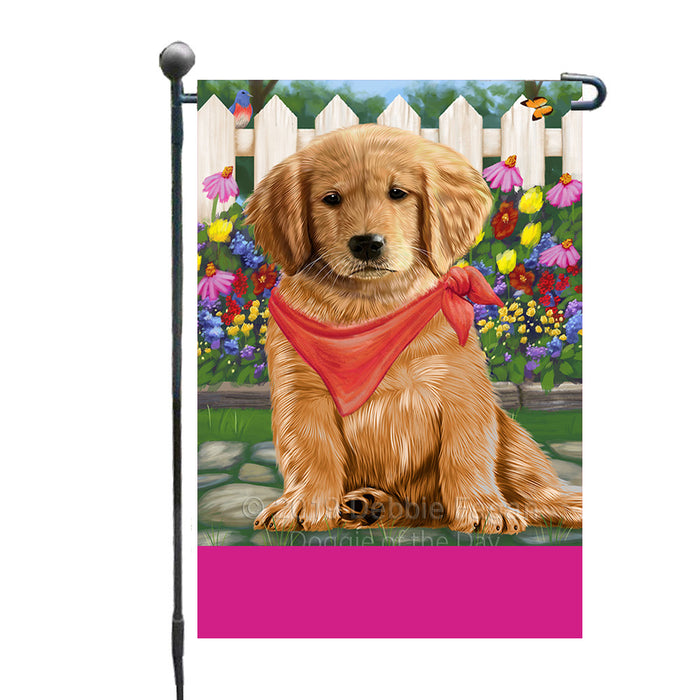 Personalized Spring Floral Golden Retriever Dog Custom Garden Flags GFLG-DOTD-A62865