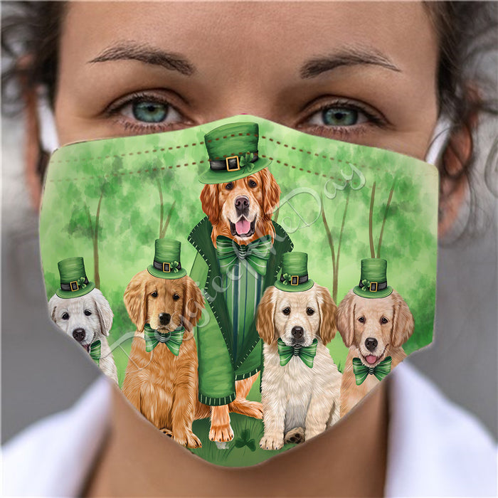 St. Patricks Day Irish Golden Retriever Dogs Face Mask FM50154