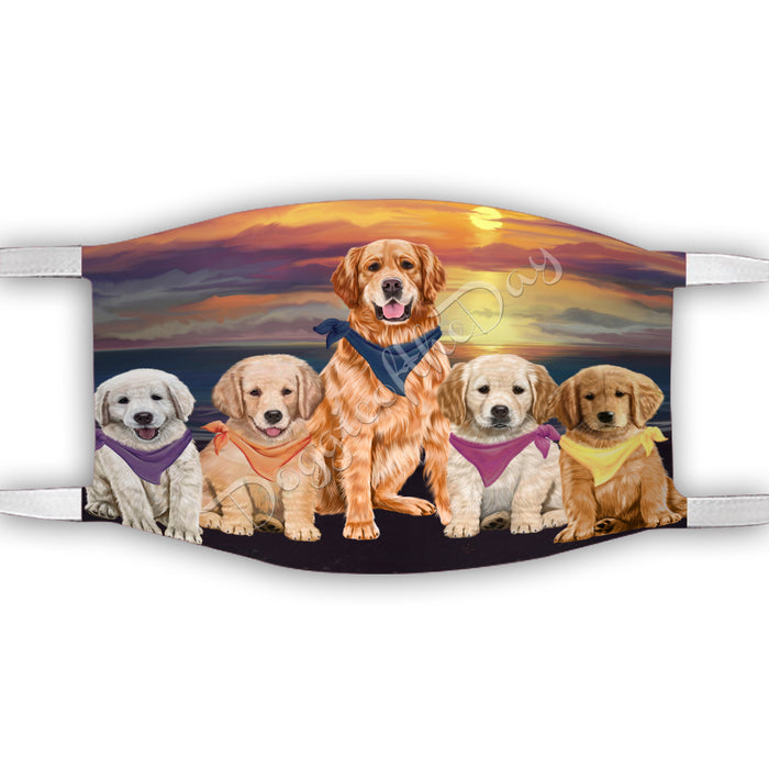 Family Sunset Golden Retriever Dogs Face Mask FM49205