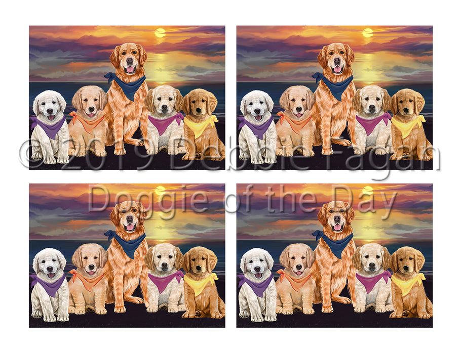 Family Sunset Portrait Golden Retriever Dogs Placemat