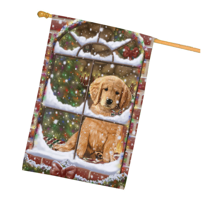 Please come Home for Christmas Golden Retriever Dog House Flag Outdoor Decorative Double Sided Pet Portrait Weather Resistant Premium Quality Animal Printed Home Decorative Flags 100% Polyester FLG68000