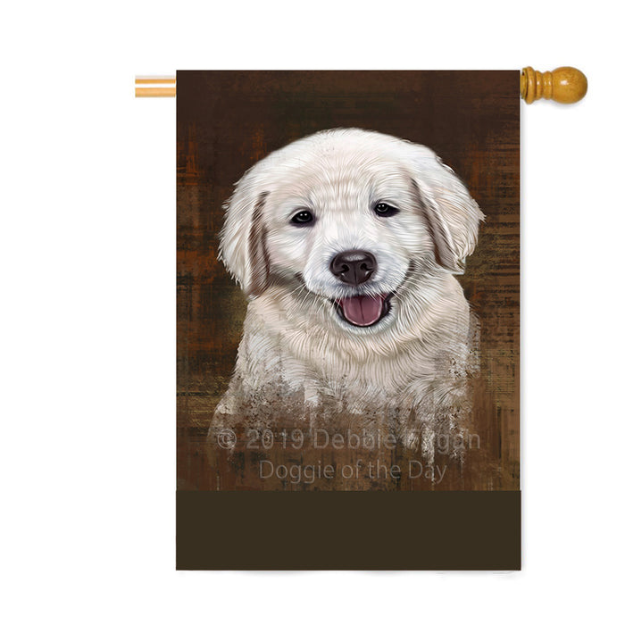 Personalized Rustic Golden Retriever Dog Custom House Flag FLG64600