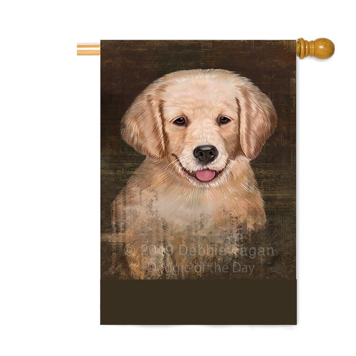 Personalized Rustic Golden Retriever Dog Custom House Flag FLG64601